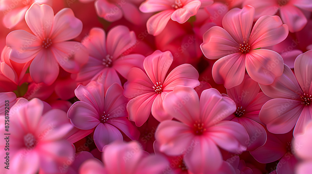 Macro View of Bright Pink Phlox Flowers in Garden Macro View of Bright Pink Phlox Flowers in Garden