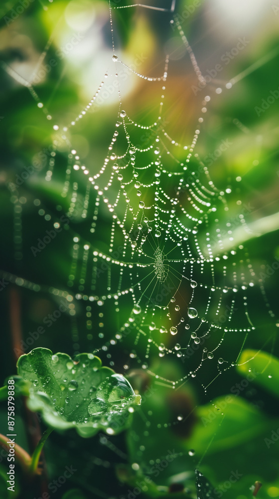 dewdrops on a spider's web, concept of the beauty of nature, created with generative AI technology dewdrops on a spider's web, concept of the beauty of nature, created with generative AI technology