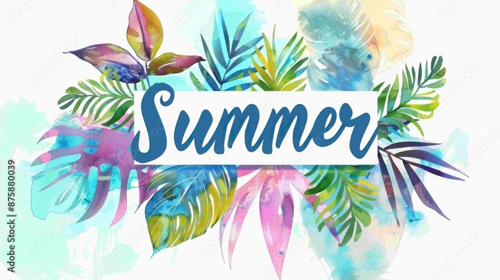 Colorful leaf summer illustration background with a summer vibe Colorful leaf summer illustration background with a summer vibe
