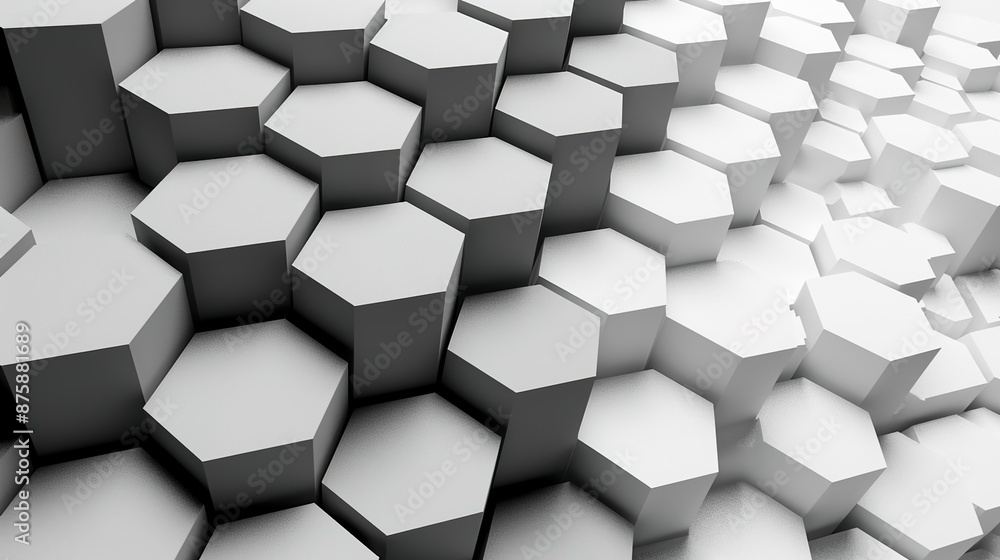 Geometric Harmony: Abstract Grayscale Hexagonal Pattern with Subtle Gradients Geometric Harmony: Abstract Grayscale Hexagonal Pattern with Subtle Gradients