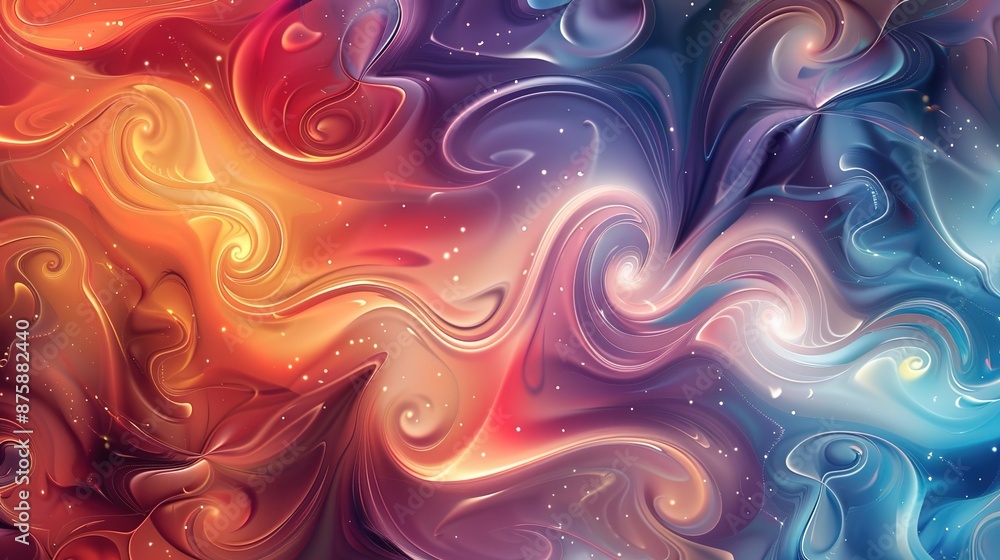 Fototapeta premium Dynamic, colorful background with swirling, abstract shapes and patterns