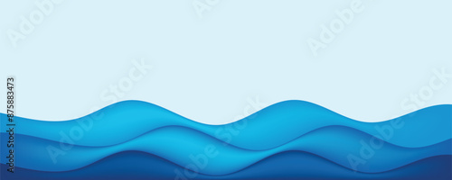 Sea waves layered vector background illustration and sea beach vector illustration.