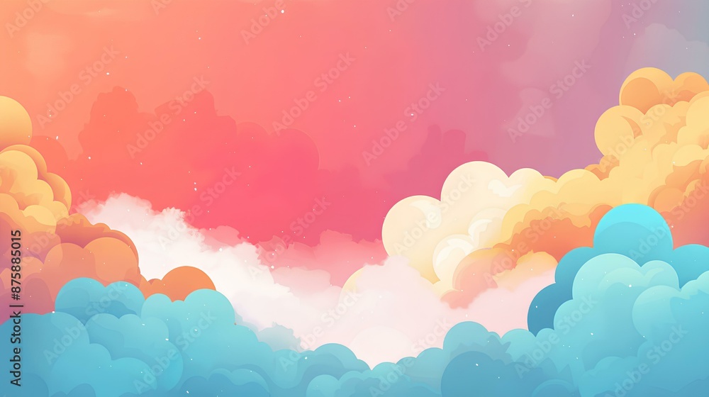colorful illustration with a cloud-filled sky colorful illustration with a cloud-filled sky
