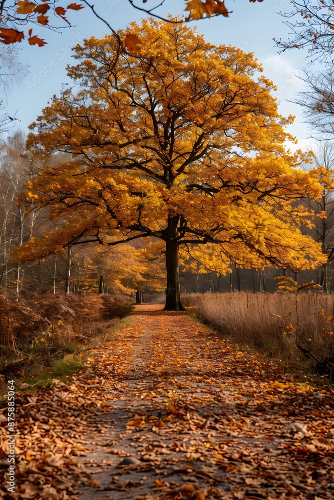 Obraz premium The golden autumn forest path