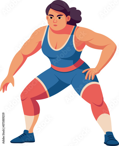 Female Wrestler Preparing For Match In Athletic Stance