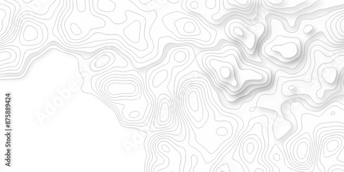 White wave paper curved reliefs abstract background Topographic map patterns. Background of the topography map. Abstract pattern with lines. Contour abstract map relief land outline.