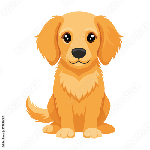Illustration of Cute baby Golden Retrieve on white