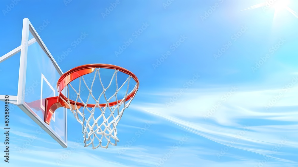 Basketball hoop under the bright sun and blue sky, copy space. Basketball hoop under the bright sun and blue sky, copy space.