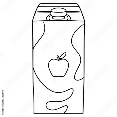 apple juice box illustration hand drawn outline vector