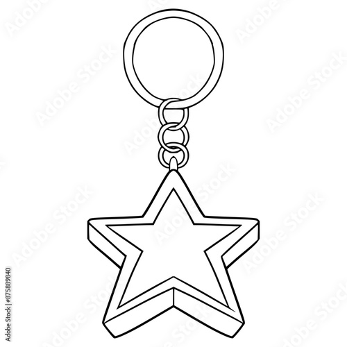 star shaped keychain illustration hand drawn outline vector