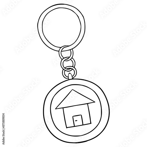 house picture keychain illustration hand drawn outline vector