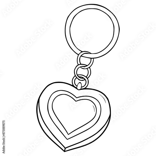 heart shaped keychain illustration hand drawn outline vector