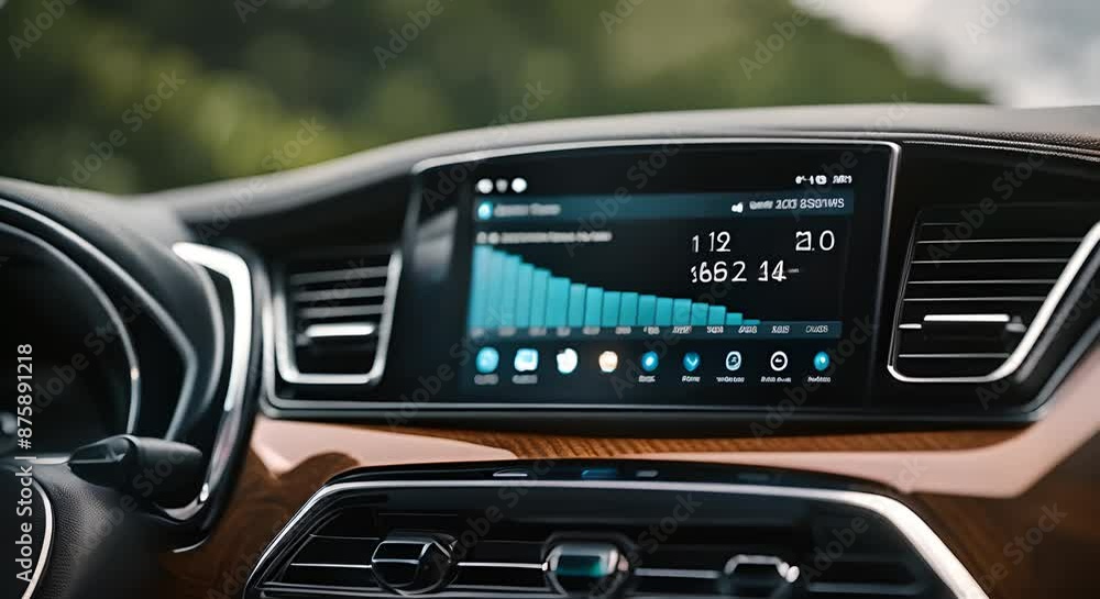 Screen on the car dashboard. Screen on the car dashboard.