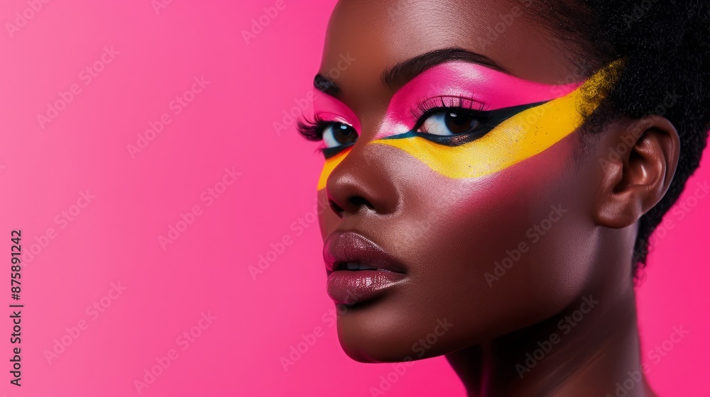 Fierce Beauty: Striking Eye Makeup on a Confident Young Woman Fierce Beauty: Striking Eye Makeup on a Confident Young Woman