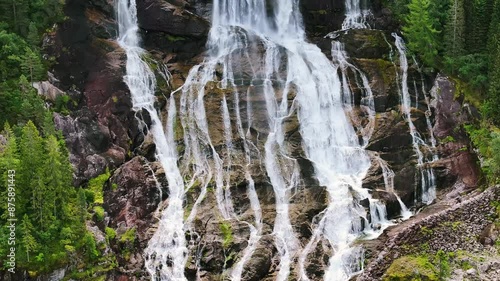 Aerial view of the waterfall Furubergsfossen in Vestland county, Norway