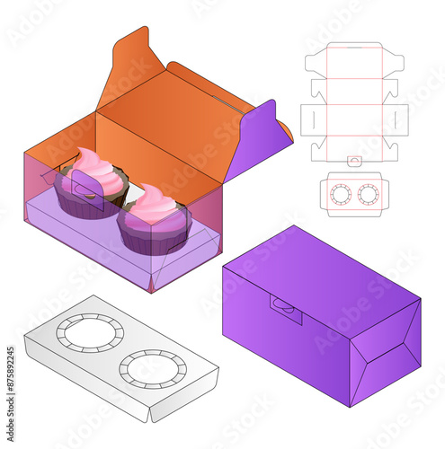 Box packaging die cut template design. 3d mock-up
