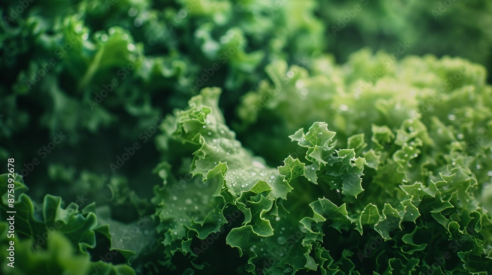 Detailed view of fresh and crisp lettuce leaves. Detailed view of fresh and crisp lettuce leaves.
