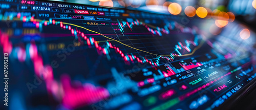 Business Finance Charts with Stock Market Analysis and Growth Data
