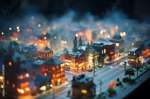 Miniature city night scene