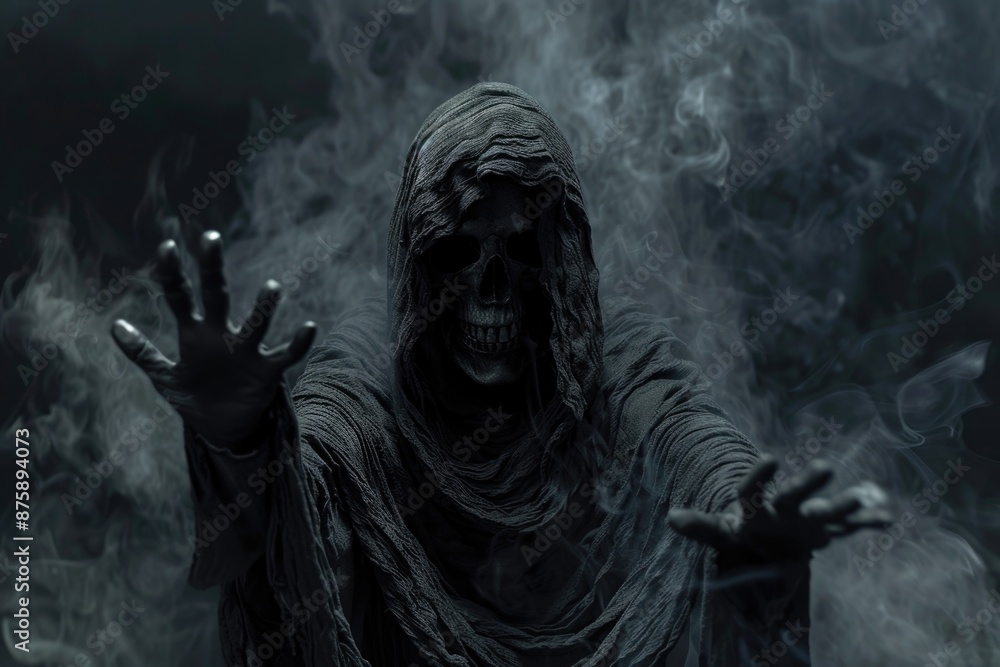 Black Demon: Spooky Halloween Monster Rising from Dark Shadows Black Demon: Spooky Halloween Monster Rising from Dark Shadows