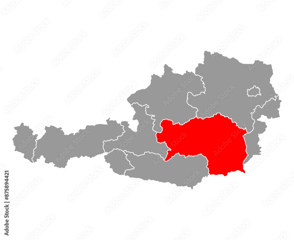 Austria of Styria map symbol shape, travel web flat concept icon symbol vector illustration Austria of Styria map symbol shape, travel web flat concept icon symbol vector illustration