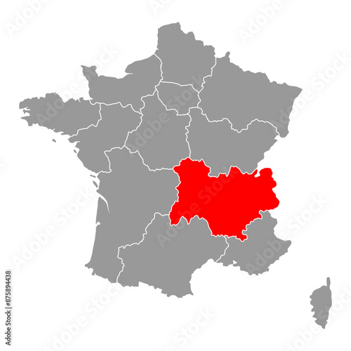 Auvergne Rhone Alps of France map symbol shape, travel web flat concept icon symbol vector