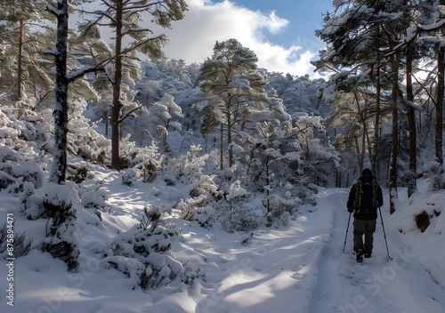 Hiking Through a Snowy Forest © Adobe Contributor