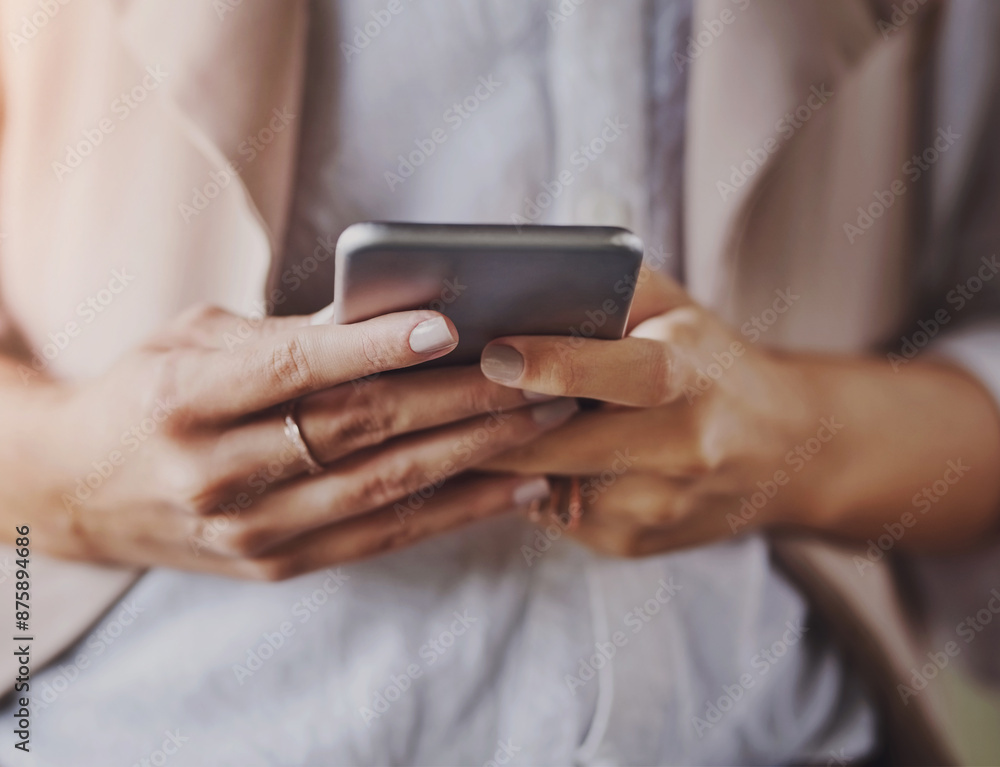 Person, hands and typing with phone for news, social media or online browsing on app. Closeup of user scrolling on mobile smartphone for tech research, update or communication on internet or network Person, hands and typing with phone for news, social media or online browsing on app. Closeup of user scrolling on mobile smartphone for tech research, update or communication on internet or network