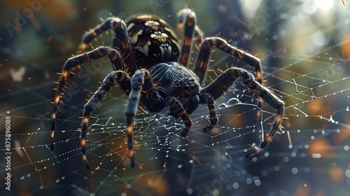 Large spider on the web very detailed and realistic shape © Michael