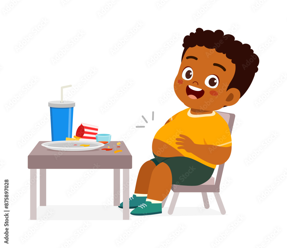 little kid eat fast food and feeling happy little kid eat fast food and feeling happy