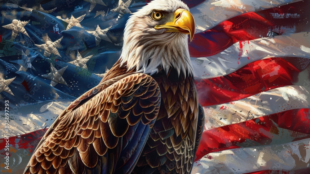 Eagle With American Flag