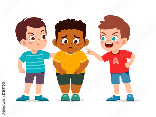 little fat kid get bullied by friend and feeling sad