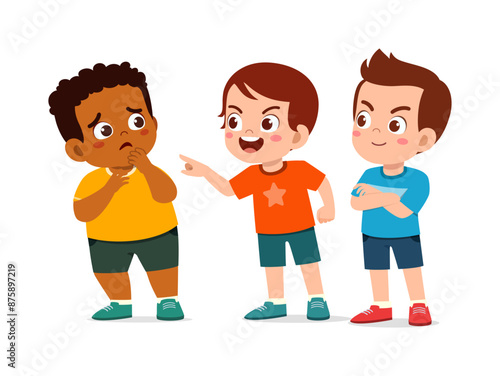 little fat kid get bullied by friend and feeling sad