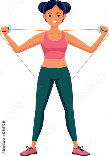 Woman Exercising with Resistance Band in Activewear