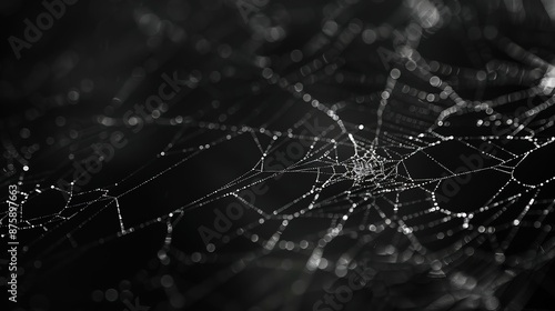 Elegantly Textured Black Surface with Intricate Web of Fine Lines for Design Inspiration and Backgrounds