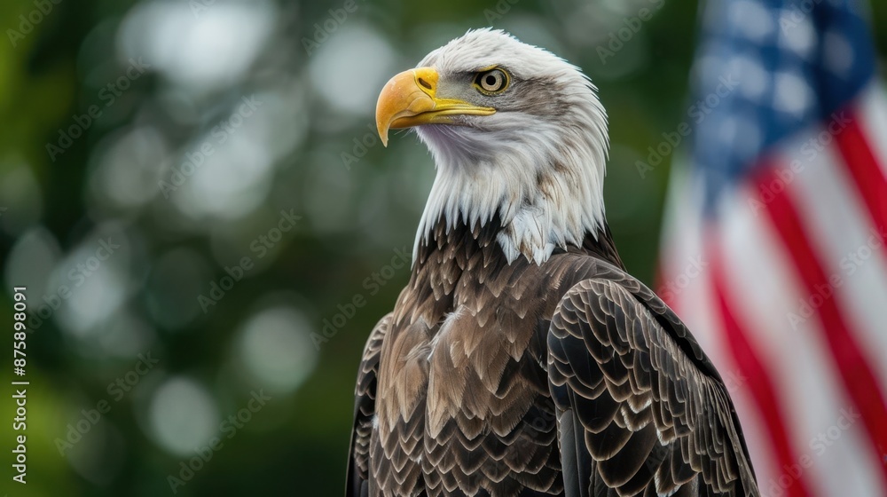 Eagle With American Flag