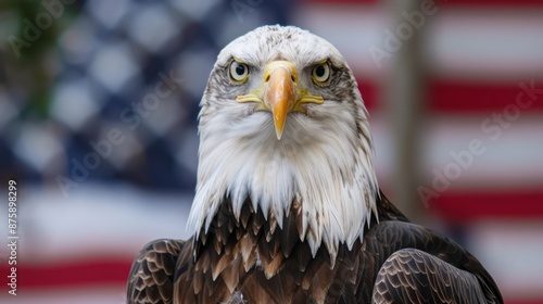 Obraz na płótnie Eagle With American Flag w salonie