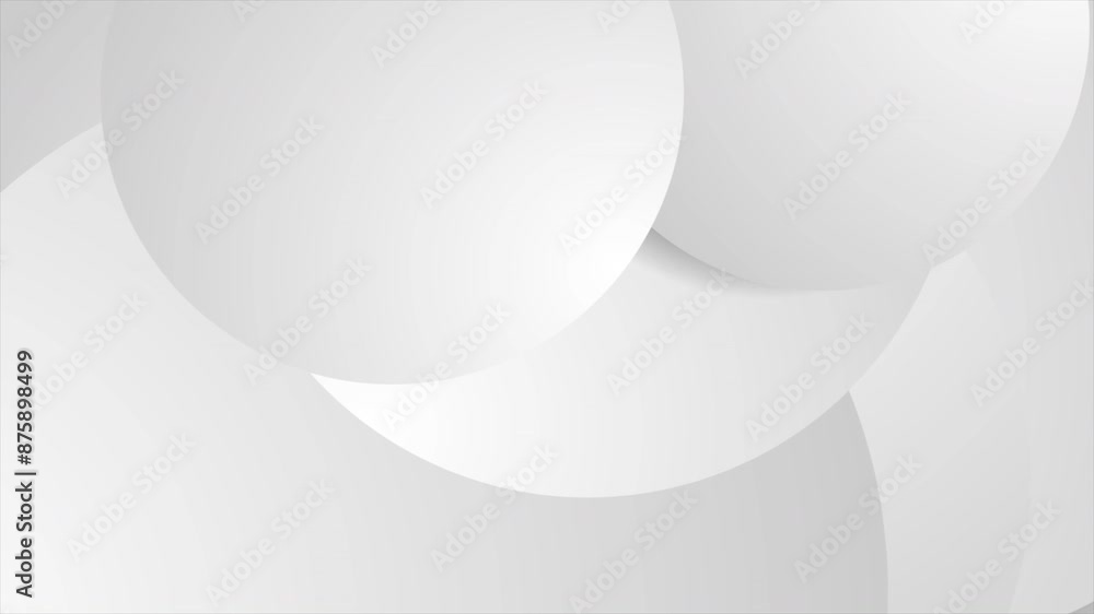 White grey geometric tech background with minimal paper circles. Seamless looping abstract motion design. Video animation Ultra HD 4K 3840x2160 White grey geometric tech background with minimal paper circles. Seamless looping abstract motion design. Video animation Ultra HD 4K 3840x2160