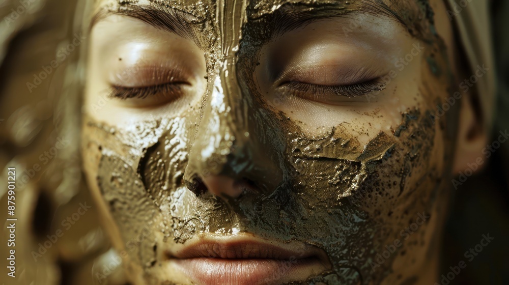Beautiful Woman Receiving A Mud Therapy . Portrait of spa girl. Beauty, healthcare.