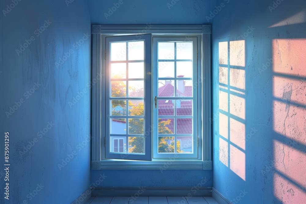 A window in an abandoned old and dirty attic room A window in an abandoned old and dirty attic room