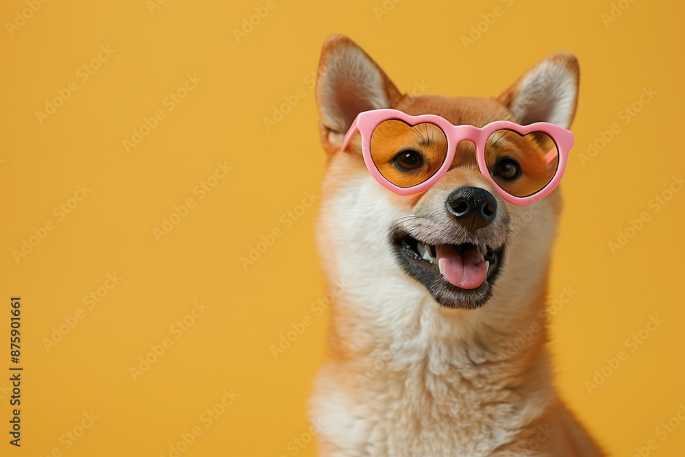 ハートのサングラスをかけた柴犬 ハートのサングラスをかけた柴犬