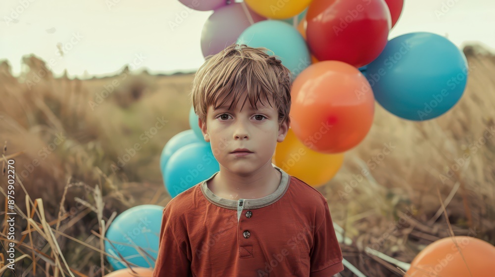 Boy portrait with balloons