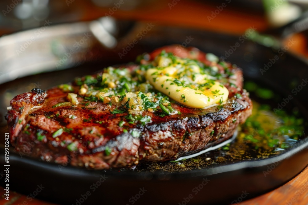 steak topped with garlic butter steak topped with garlic butter