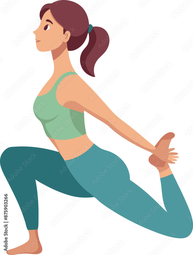 Young Woman Doing Yoga Stretch Pose Illustration Young Woman Doing Yoga Stretch Pose Illustration