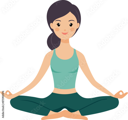 Woman Practicing Yoga Meditation In Relaxed Pose Illustration