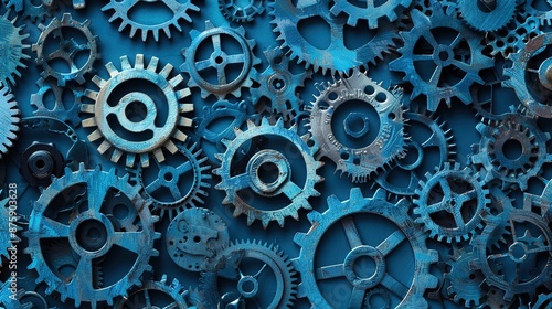 Wallpaper Mural Global Industry Network: Geometric Gears Interconnected in Industrial Pattern Torontodigital.ca