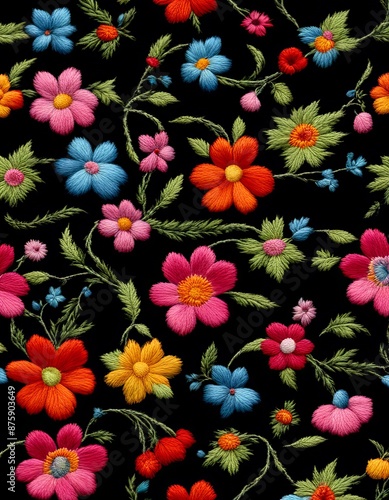 colorful leaves print flower many coloured ethnic border floral fashion seamless bright russian border pattern seamless floral embroidery embroidered flowers background pattern black embroidery
