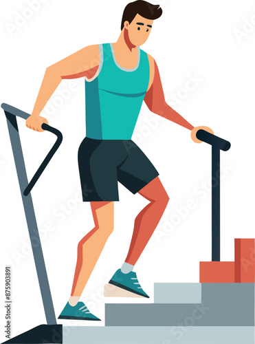 Man Exercising on Stair Climber Machine in Gym Illustration