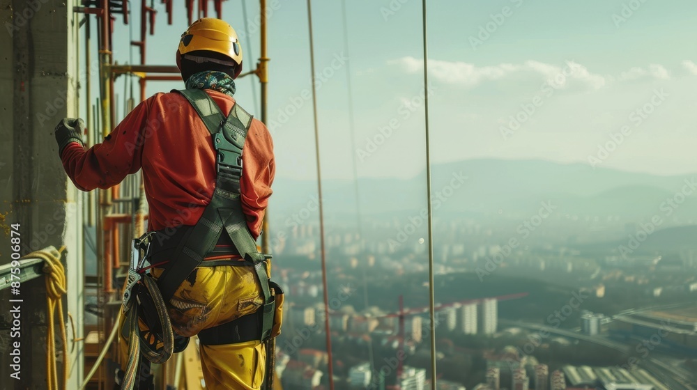 Construction worker working at high place