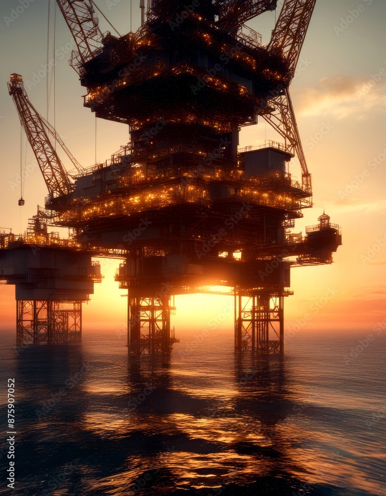 shore render large ocean sunset rig 3d platform off oil shore render large ocean sunset rig 3d platform off oil